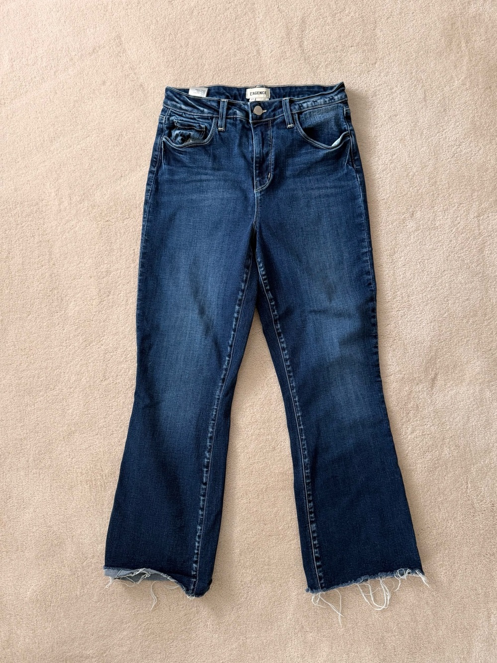 L'AGENCE Dark Blue Cropped Flare Jeans